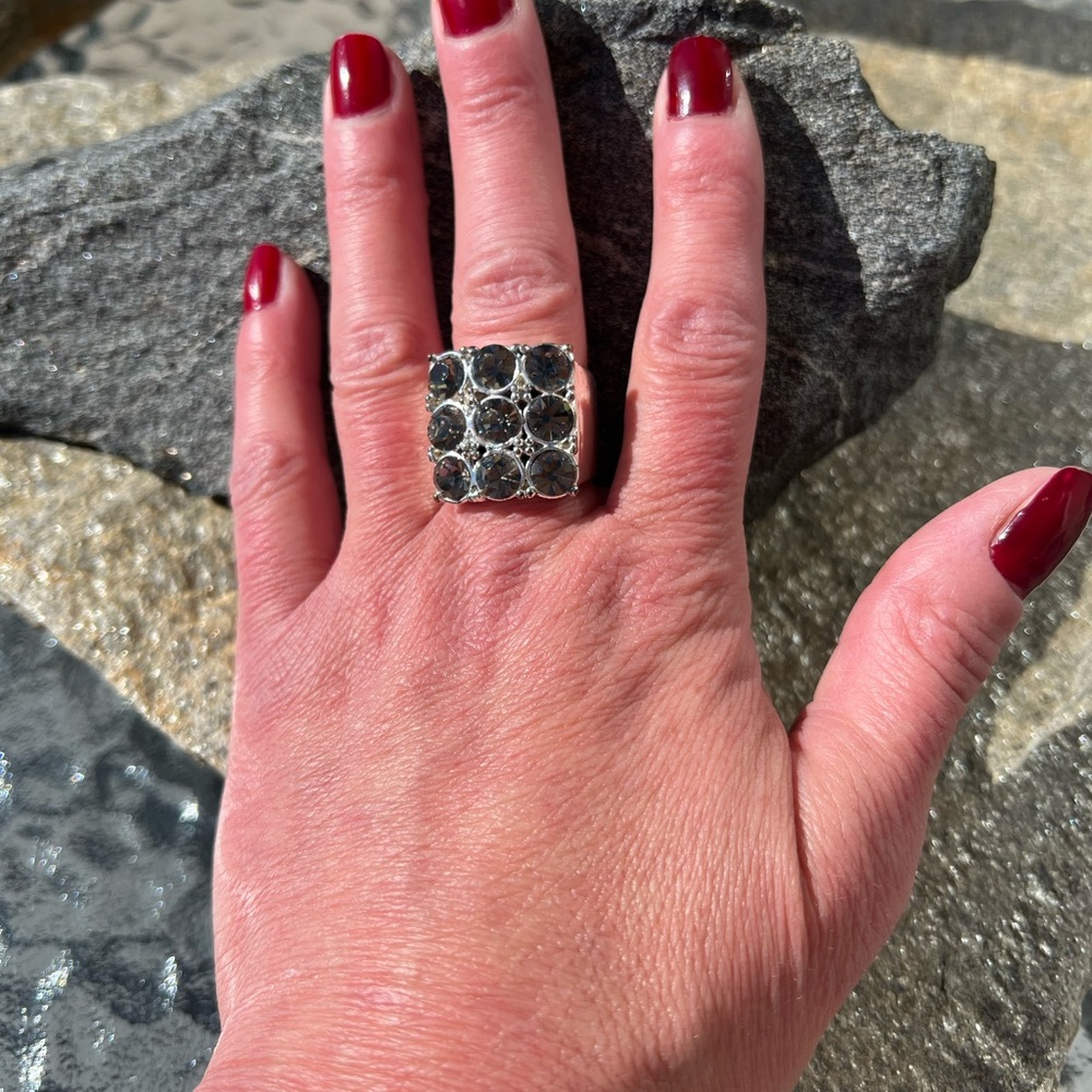Silver & Smokey Quartz Ring SZ 7 - Picture 11 of 11